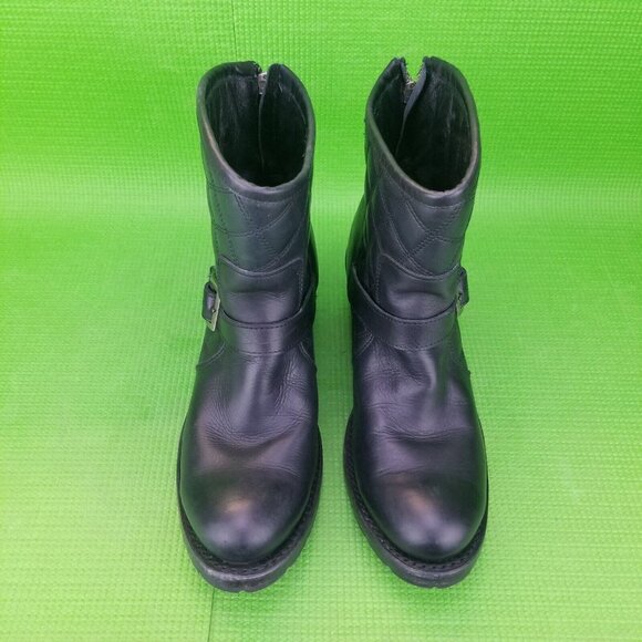 ✅Sonora Quilted Black Leather Ankle Moto/Biker Boots Women's 8B Heeled Back Zip - Picture 8 of 12